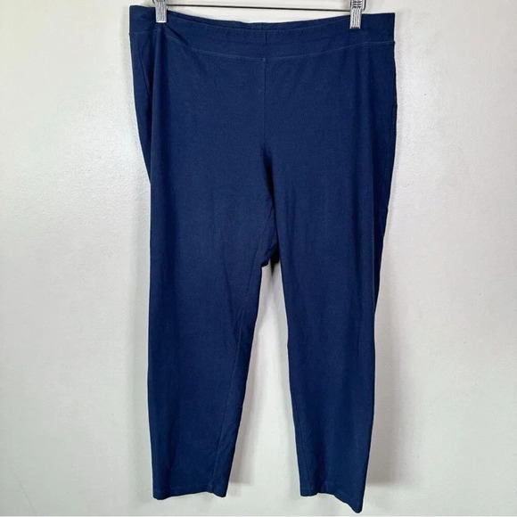 Eileen Fisher  Womens Size Large Blue Crepe Pull On Ankle Pant - Picture 2 of 13